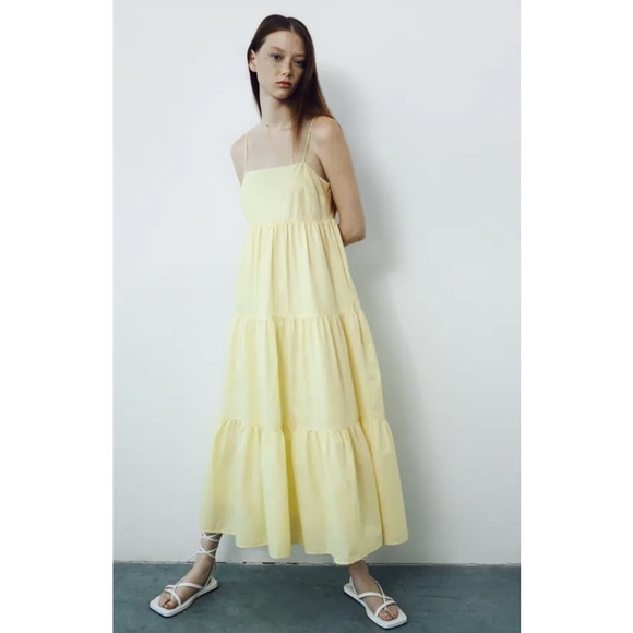 Tiered cotton dress zara Clearance
